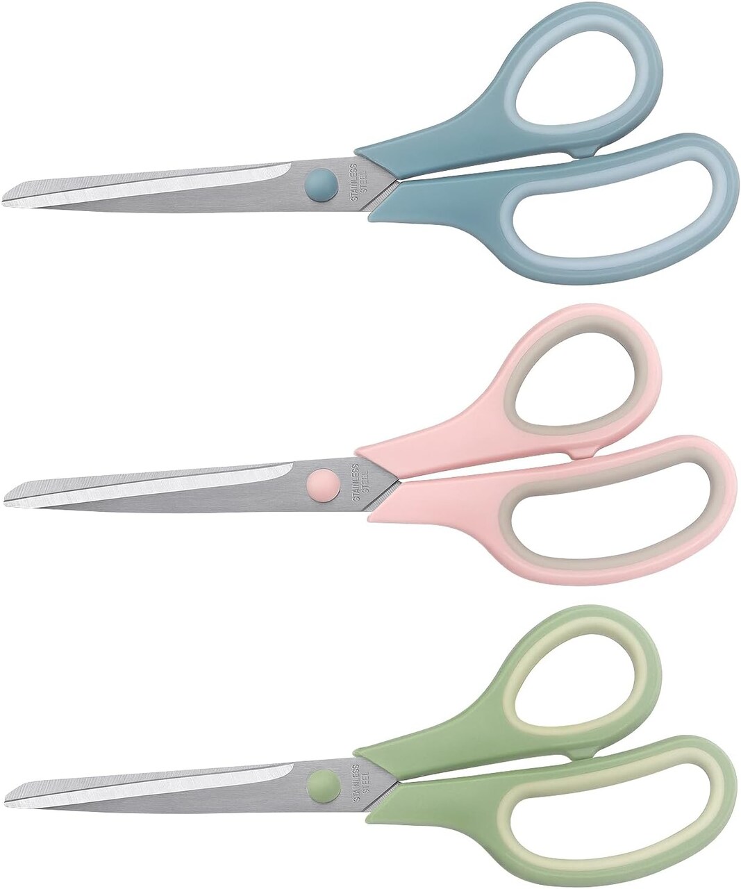 8.5" All-Purpose Scissors Bulk Set of 3 – Office, Home & School Craft Scissors with Soft Comfort Grip for Right and Left Hand Use